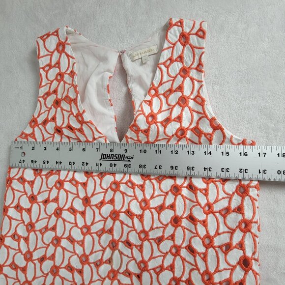 Ann Mashburn Women Sleeveless Floral Embroidered Mini Dress Medium Orange Cotton - Picture 7 of 11